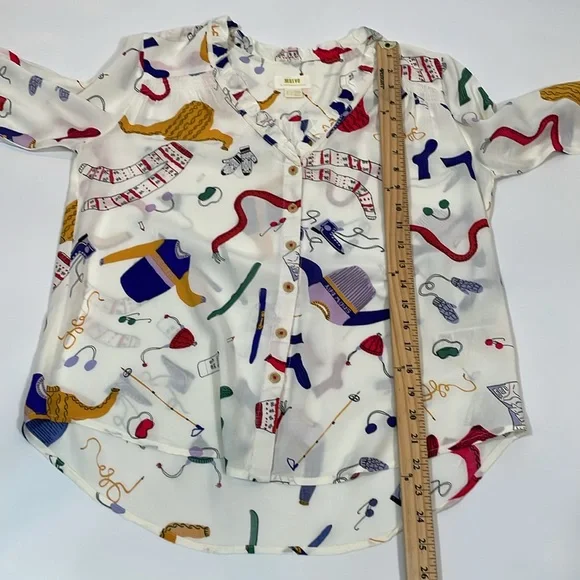 Anthropologie Maeve Marisol Ruffled Ski Blouse Top Size 2 EUC - Picture 6 of 12